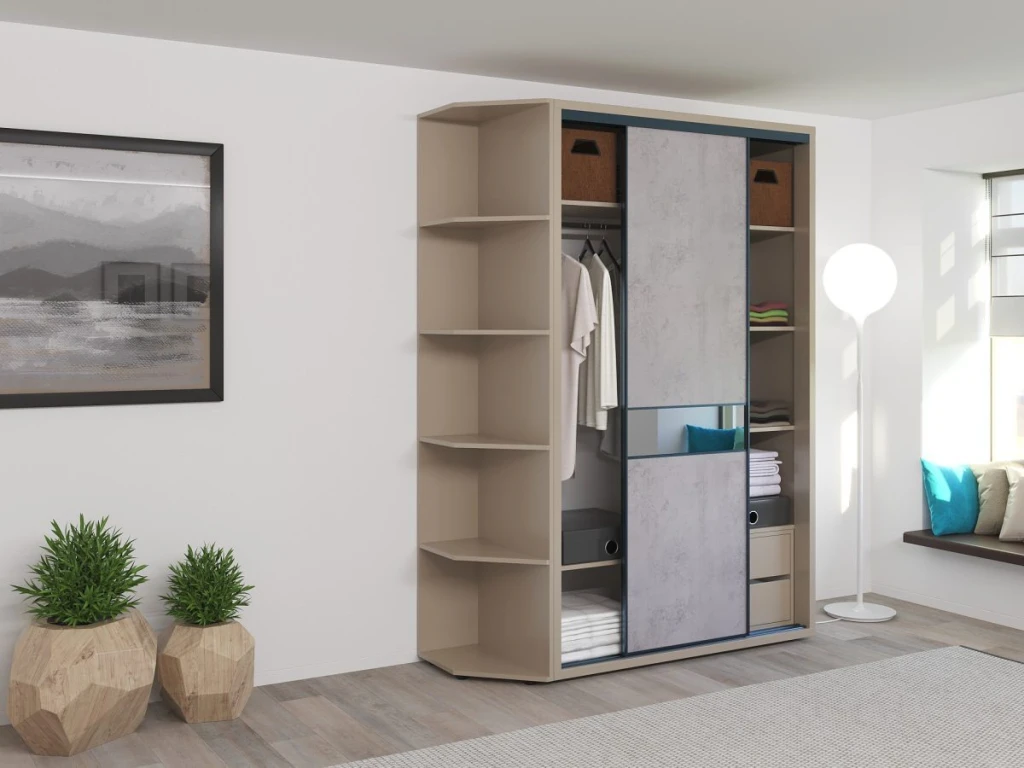 Dulap glisant bayro murano 1400x2300x600 gri piatra 3