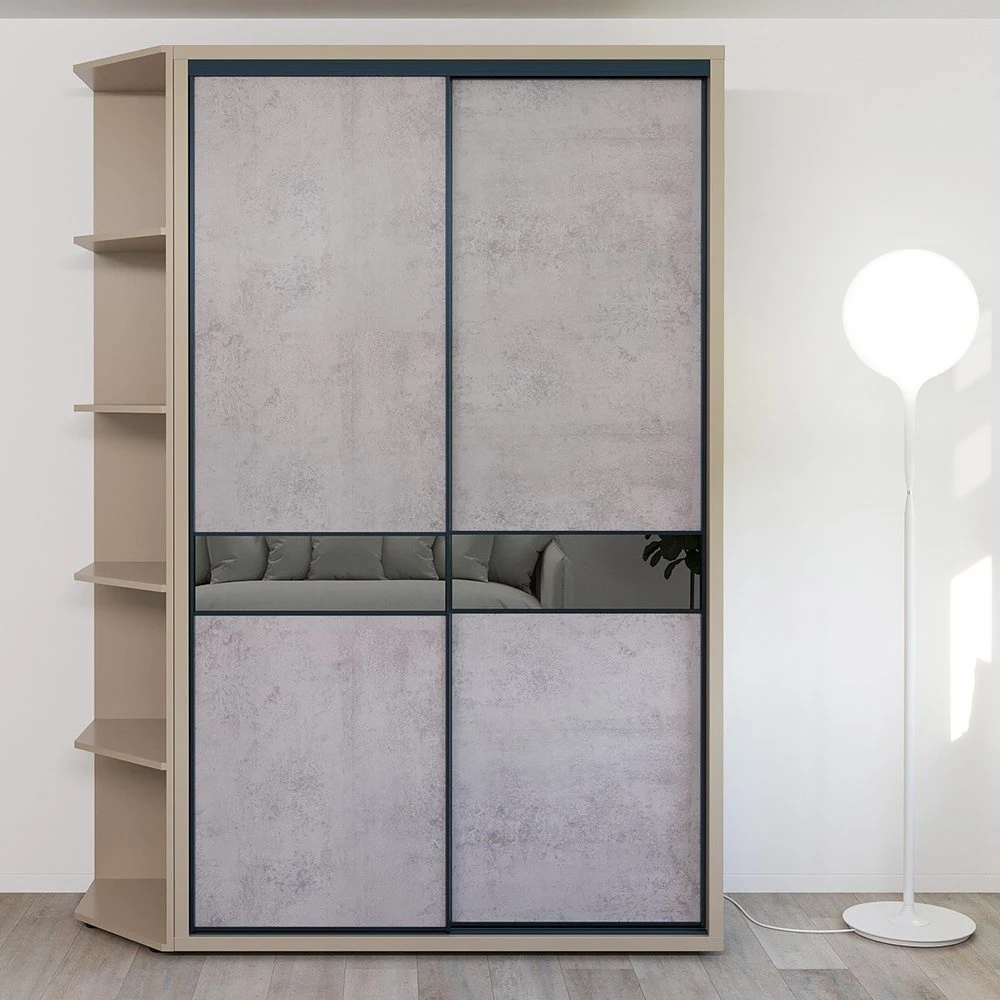 Dulap glisant bayro murano 1400x2300x600 gri piatra 2