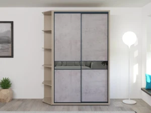 Шкаф купе bayro murano 1400x2300x600 серый камень