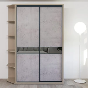 Dulap glisant bayro murano 1400x2300x600 gri piatra