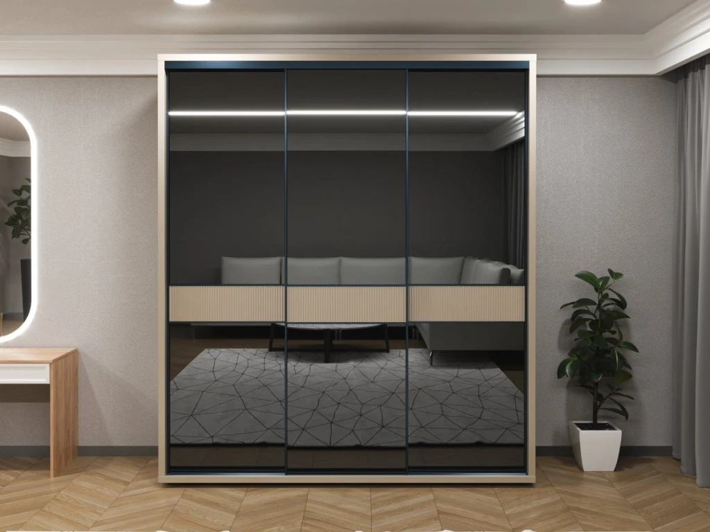 Dulap glisant bayro murano 2000x2300x600 gri piatra 4