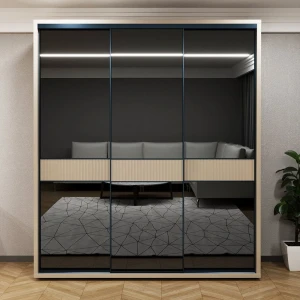 Шкаф купе bayro murano 2000x2300x600 серый камень