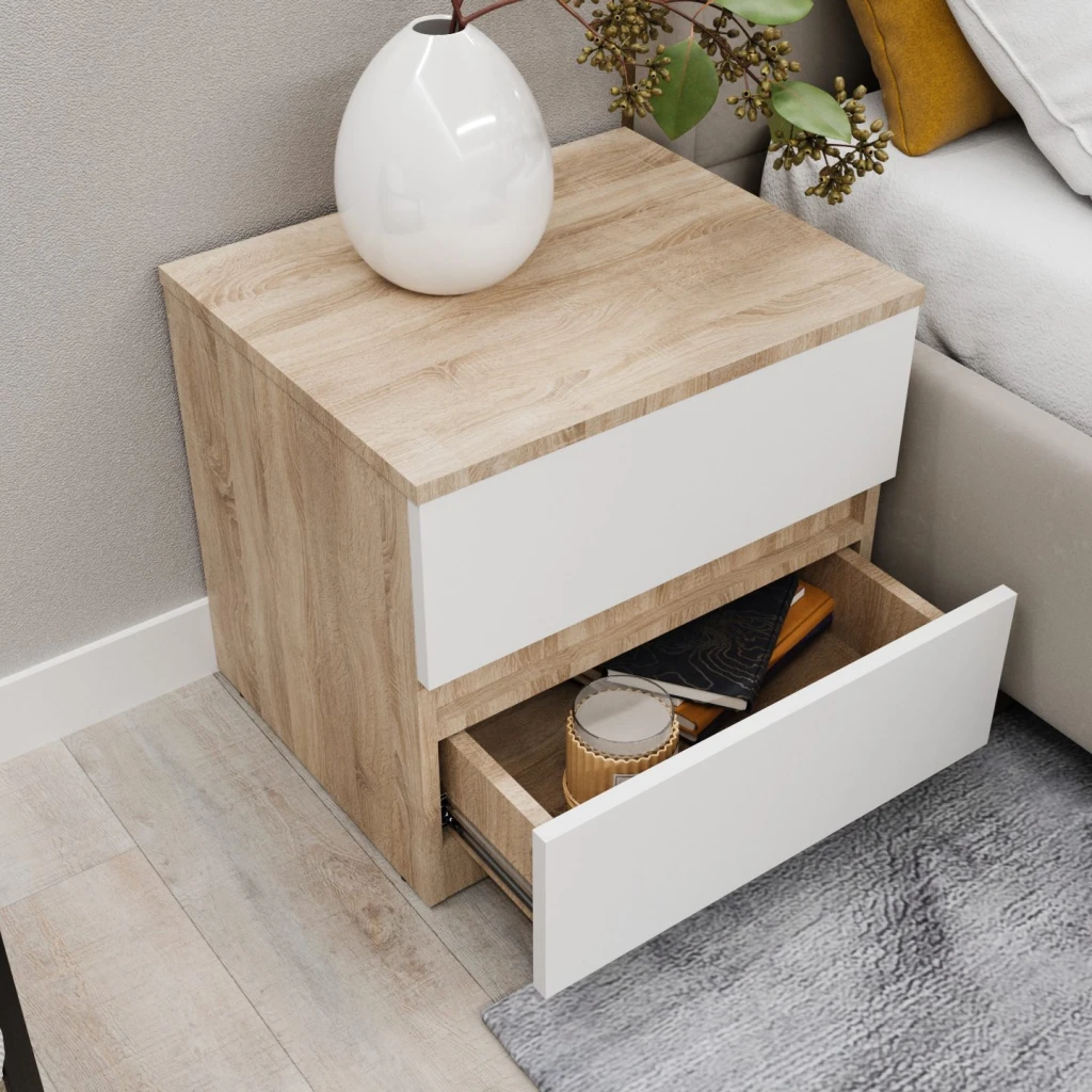 Noptiera bayro harmony 550x500x450 sonoma front alb 2