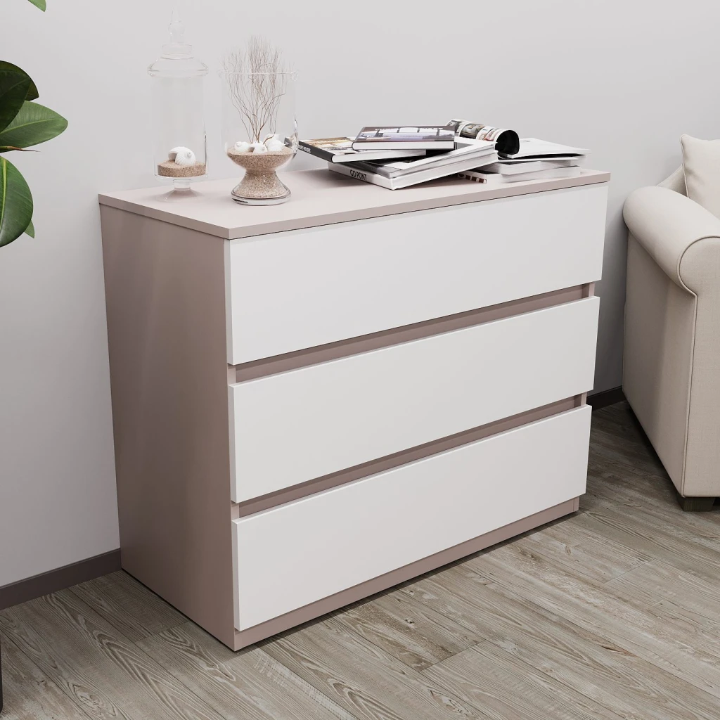 Comodă bayro harmony 1000x810x450 gri piatra front alb 2