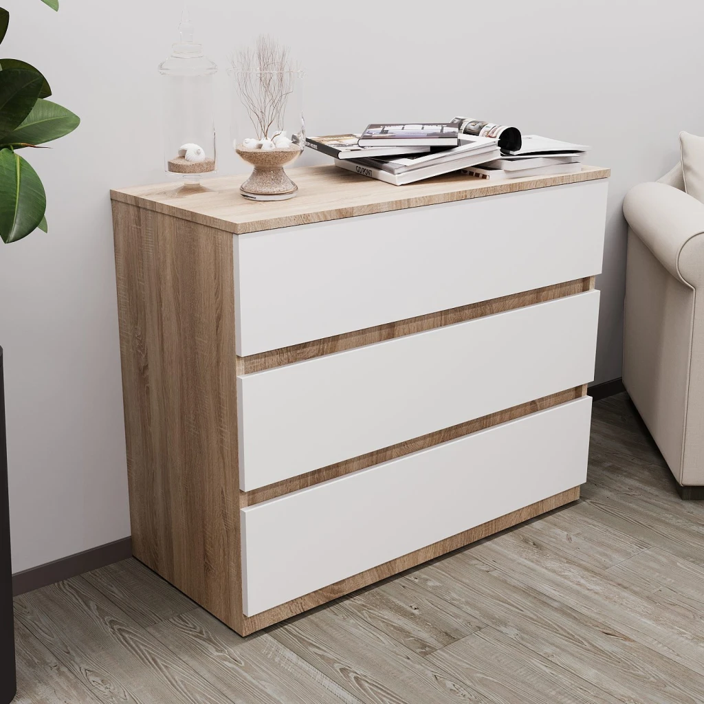 Comodă bayro harmony 1000x810x450 sonoma front alb 2