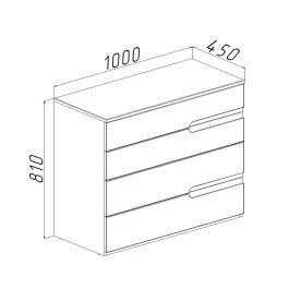 Comodă bayro modena 1000x810x450 mdf 18mm mâner sorrento gri piatra 3