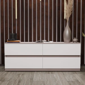 Comodă bayro harmony 1500x560x450 gri piatra front alb