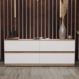 Comodă bayro harmony 1500x560x450 sonoma front alb
