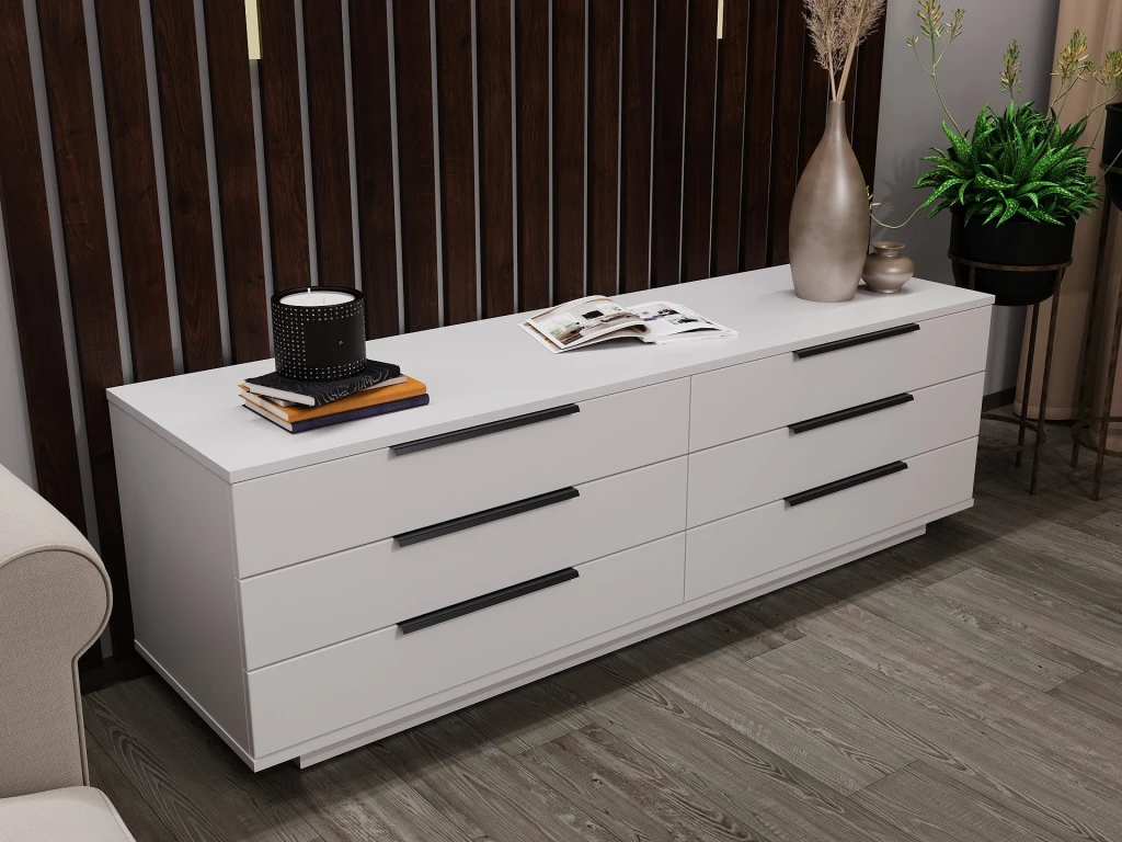 Комод bayro napoli 1800x560x500 белый мат 2