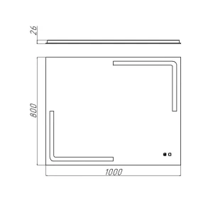 Oglindă pentru baie bayro edge ortogonală 1000x800 led touch cu dezaburire Thumbnail 2