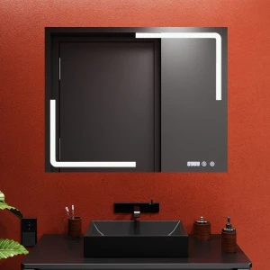 Зеркало для ванной bayro edge 1000x800 led touch c подогревом, часами и термометром Thumbnail 2
