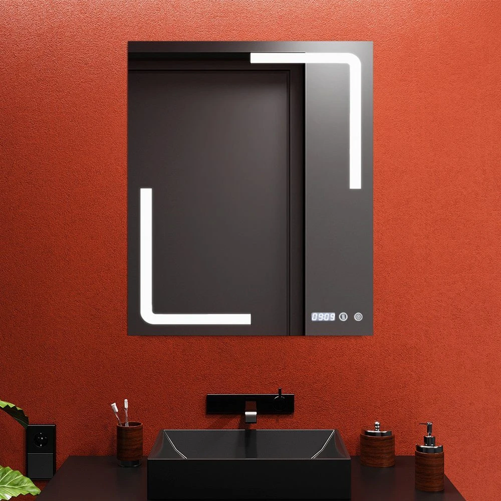 Oglindă pentru baie bayro edge ortogonală 700x800 led touch cu dezaburire, ceas și termometru 2