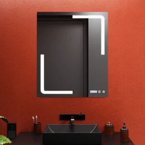Oglindă pentru baie bayro edge ortogonală 700x800 led touch cu dezaburire, ceas și termometru