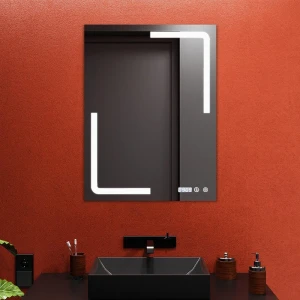 Oglindă pentru baie bayro edge ortogonală 600x800 led touch cu dezaburire, ceas și termometru