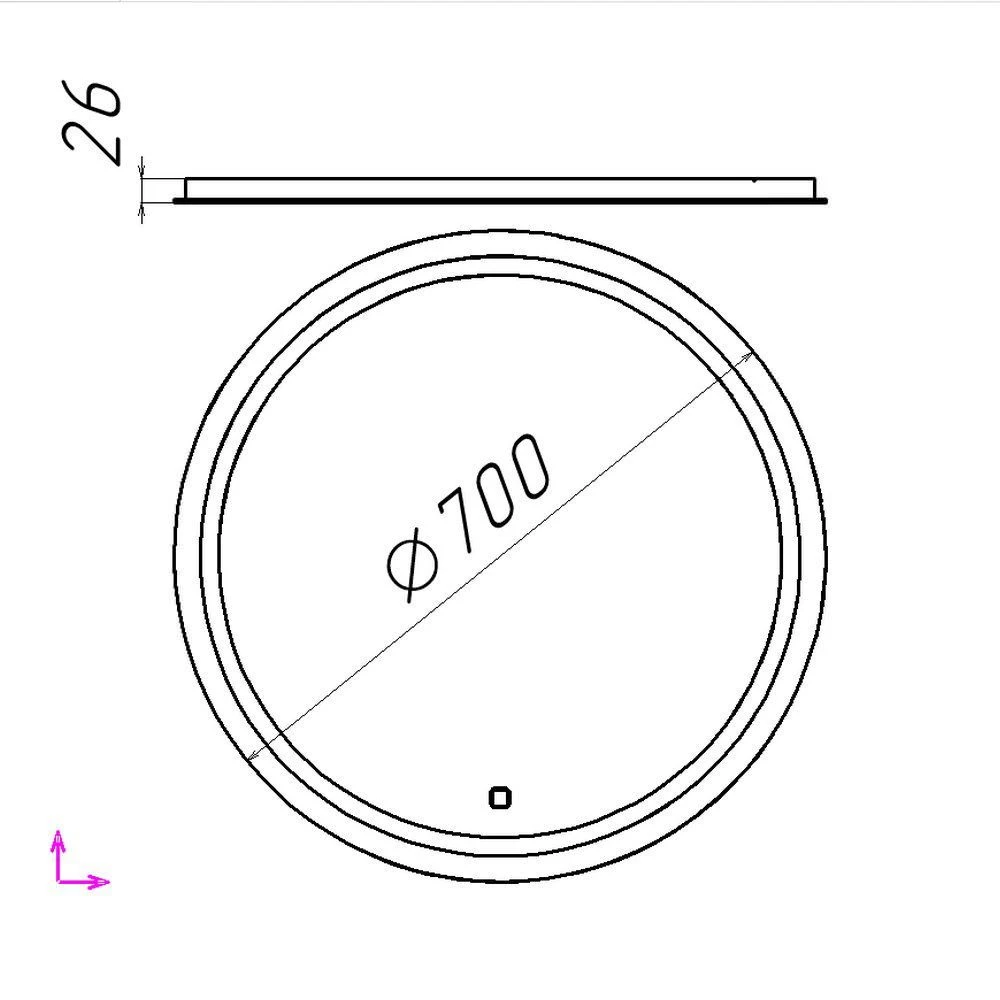 Oglindă pentru baie bayro elipso rotundă 700x700 led touch 2