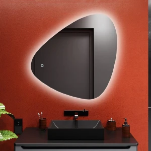 Oglindă pentru baie bayro fussion triunghiulară 900x900 led touch neutru
