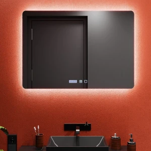Зеркало для ванной bayro moon 1000x800 led touch нейтральный c подогревом, часами и термометром