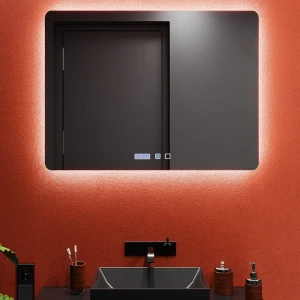 Зеркало для ванной bayro moon 900x800 led touch нейтральный c подогревом, часами и термометром