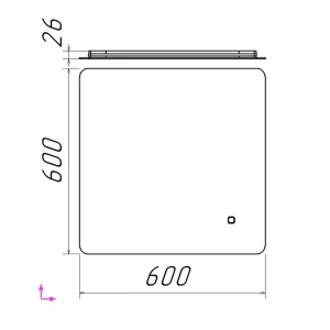 Oglindă pentru baie bayro moon ortogonală 600x600 led touch neutru Thumbnail 3