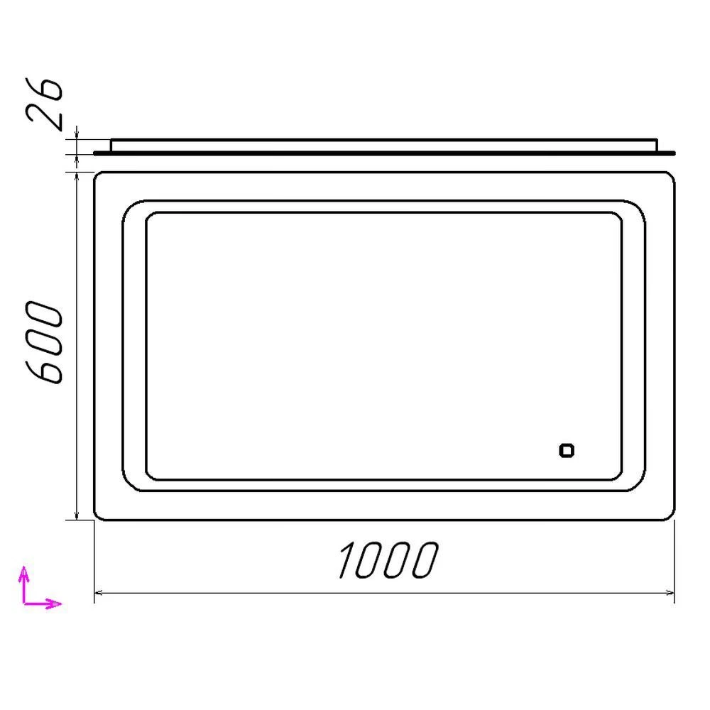 Oglindă pentru baie bayro omega ortogonală 1000x600 led touch 2