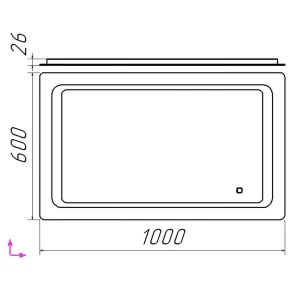 Oglindă pentru baie bayro omega ortogonală 1000x600 led touch Thumbnail 2