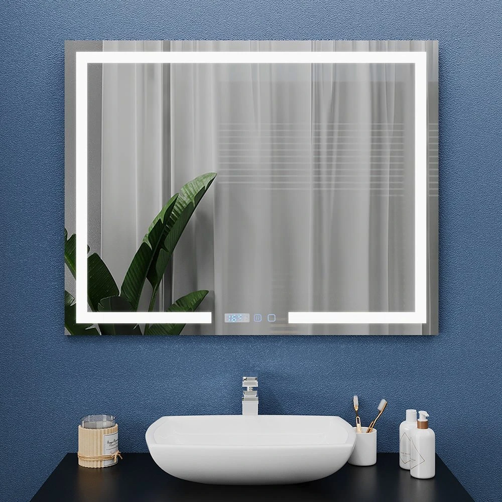 Зеркало для ванной bayro otto 1000x800 led touch c подогревом, часами и термометром 2