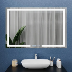 Зеркало для ванной bayro otto 1200x800 led touch c подогревом, часами и термометром