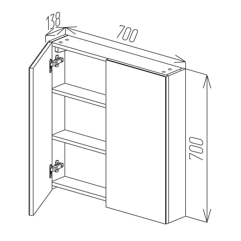Шкаф-зеркало для ванной bayro optima 700x700 белый 4