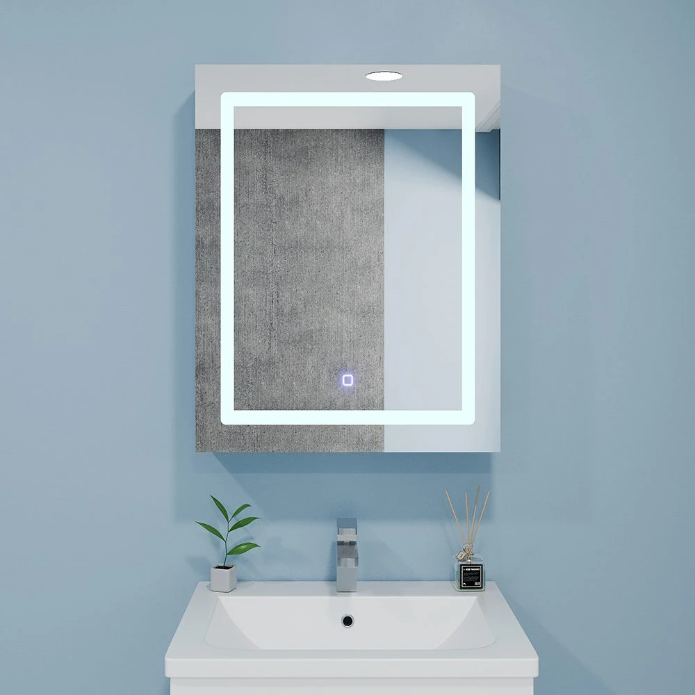 Шкаф-зеркало для ванной bayro optima led touch 500x700 правый белый 2