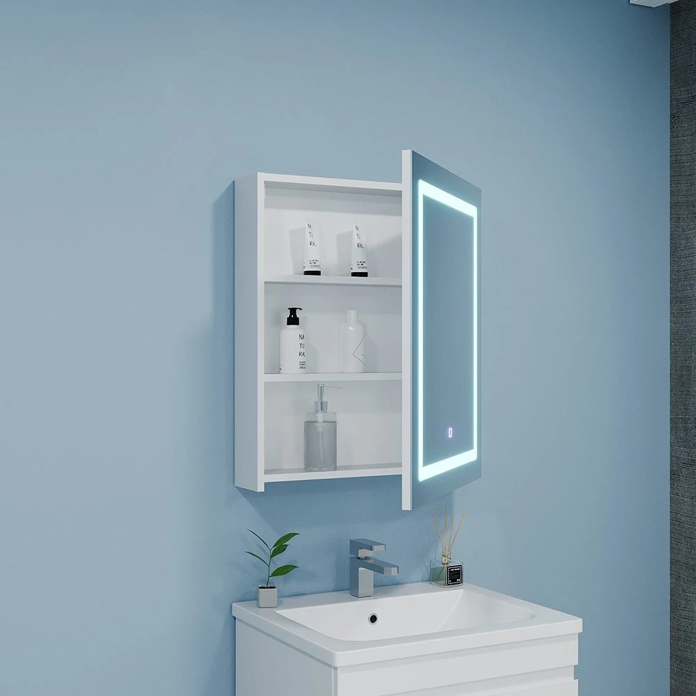 Dulap-oglindă pentru baie bayro optima led touch 500x700 drept alb 3