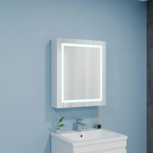 Dulap-oglindă pentru baie bayro optima led touch 600x700 drept alb Thumbnail 2