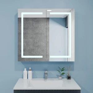 Dulap-oglindă pentru baie bayro optima led touch 700x700 alb