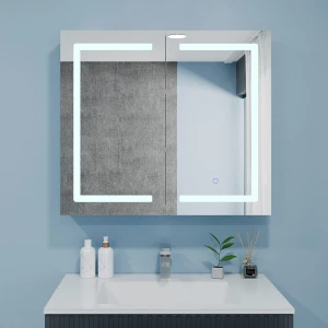 Dulap-oglindă pentru baie bayro optima led touch 800x700 alb