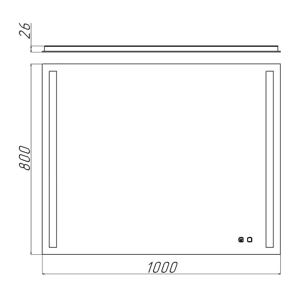 Oglindă pentru baie bayro sigma ortogonală 1000x800 led touch cu dezaburire 2