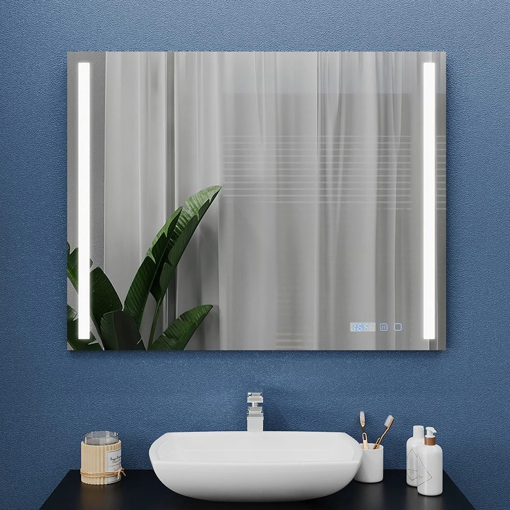 Зеркало для ванной bayro sigma 1000x800 led touch c подогревом, часами и термометром 2