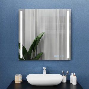 Oglindă pentru baie bayro sigma ortogonală 800x800 led touch cu dezaburire, ceas și termometru Thumbnail 2
