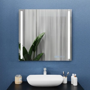 Зеркало для ванной bayro sigma 800x800 led touch c подогревом, часами и термометром