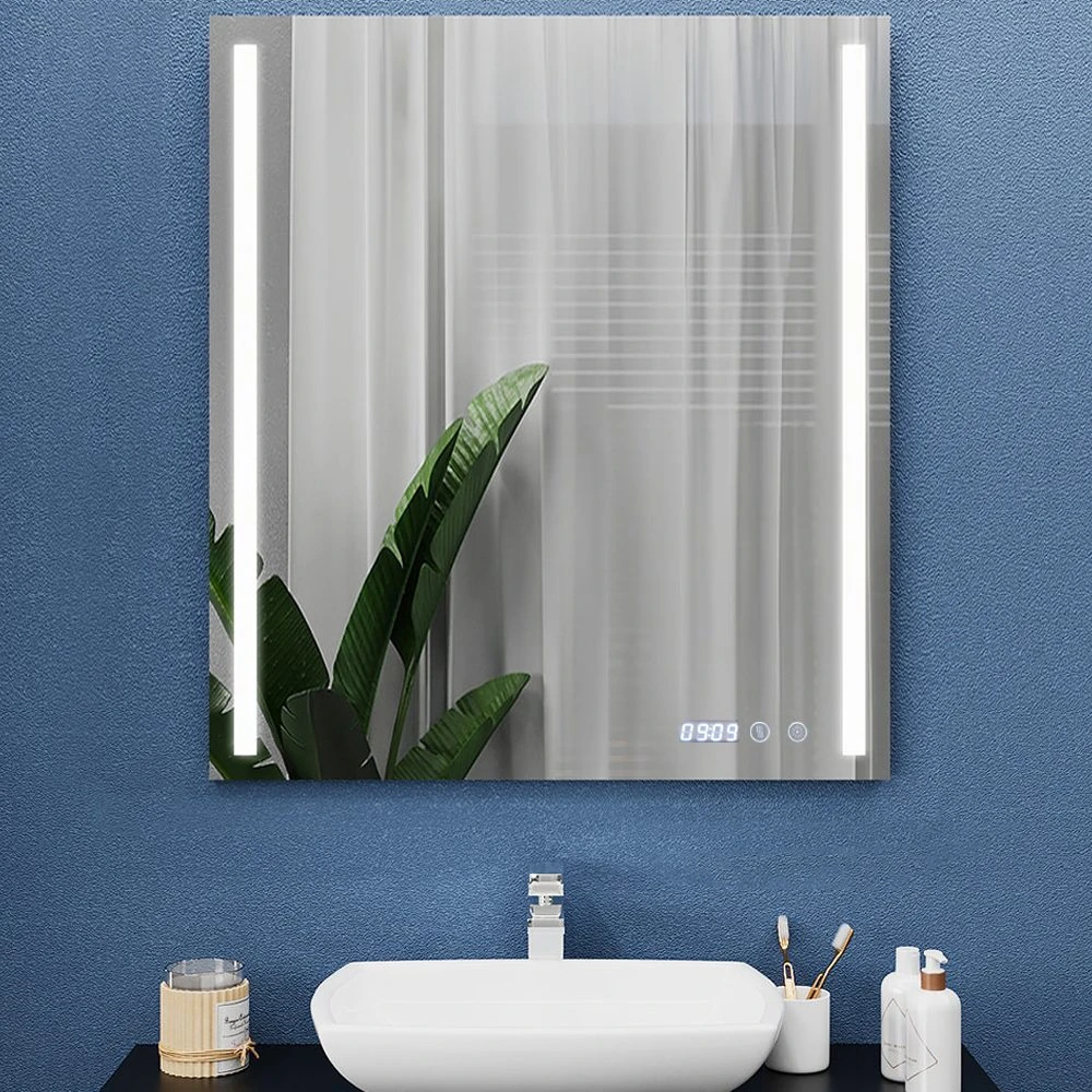 Зеркало для ванной bayro sigma 500x800 led touch c подогревом, часами и термометром 2