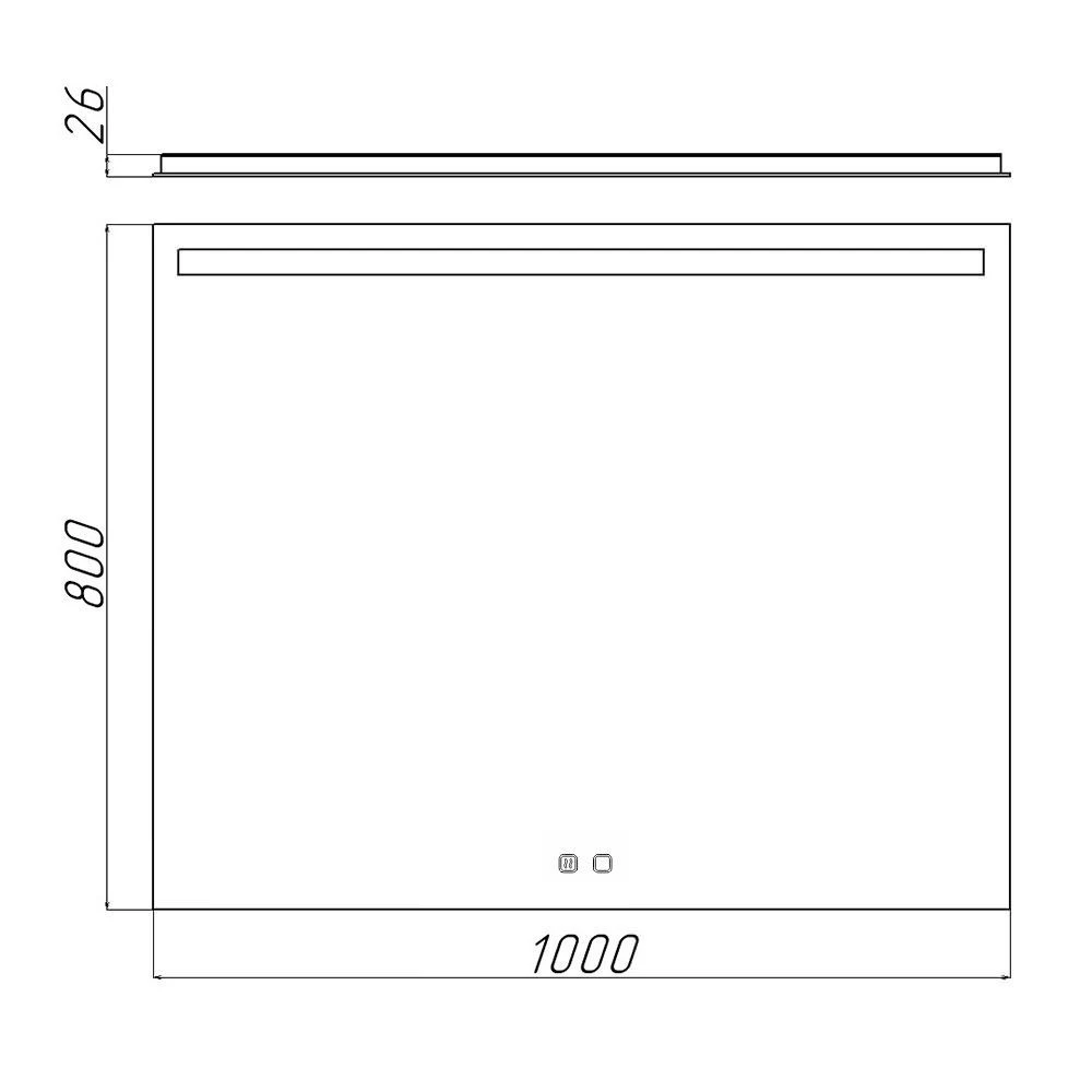 Oglindă pentru baie bayro teta ortogonală 1000x800 led touch cu dezaburire 2