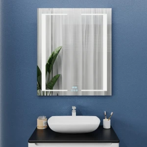 Зеркало для ванной bayro sirius 600x800 led 3c touch c подогревом, часами и термометром