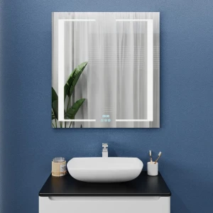 Зеркало для ванной bayro sirius 700x800 led 3c touch c подогревом, часами и термометром