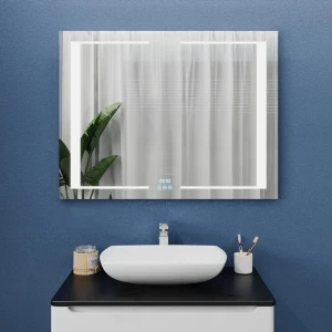 Зеркало для ванной bayro sirius 1000x800 led 3c touch c подогревом, часами и термометром