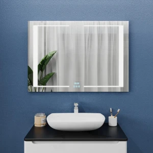 Зеркало для ванной bayro sirius 1200x800 led 3c touch c подогревом, часами и термометром