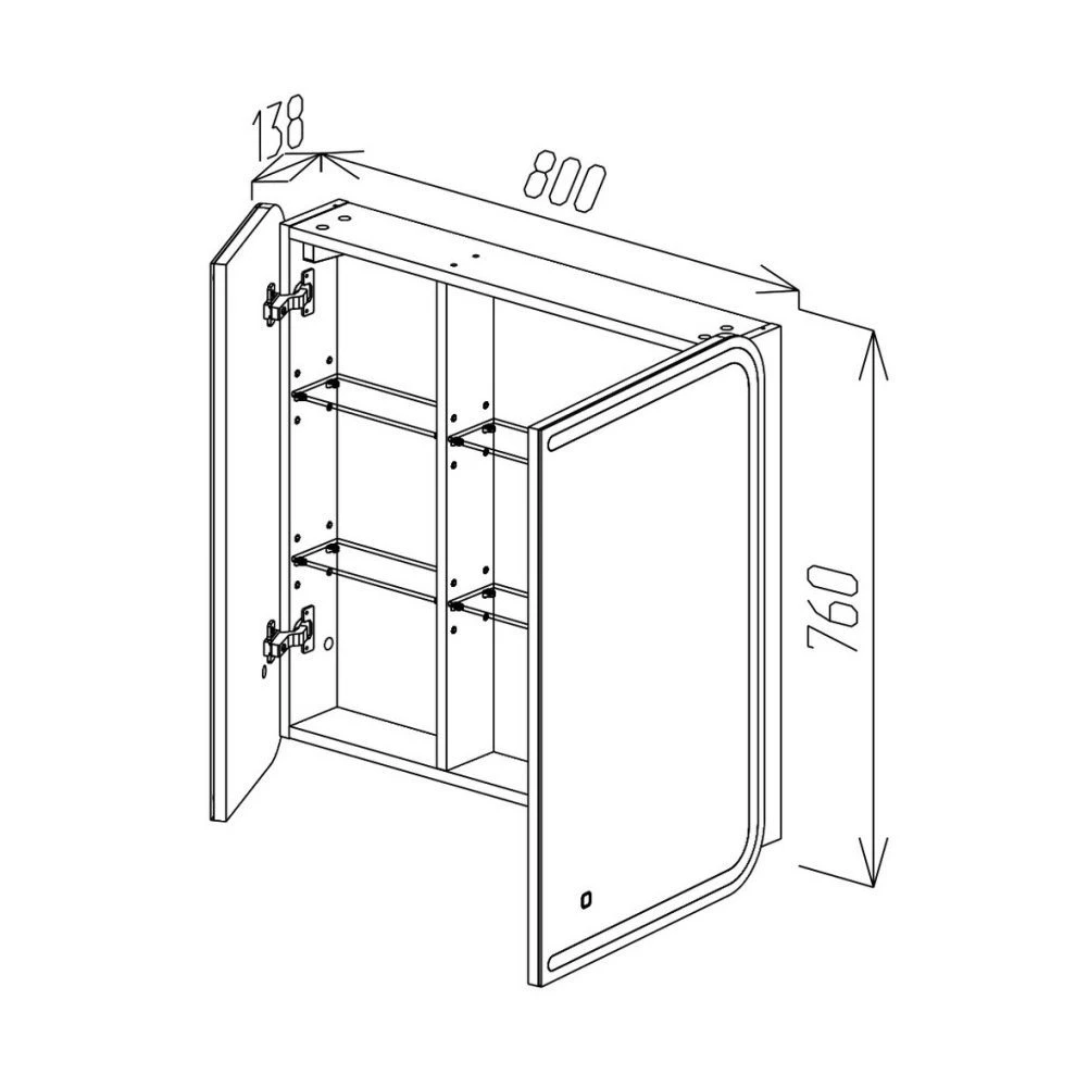 Dulap-oglindă pentru baie bayro sonata led touch 800x760 alb 4