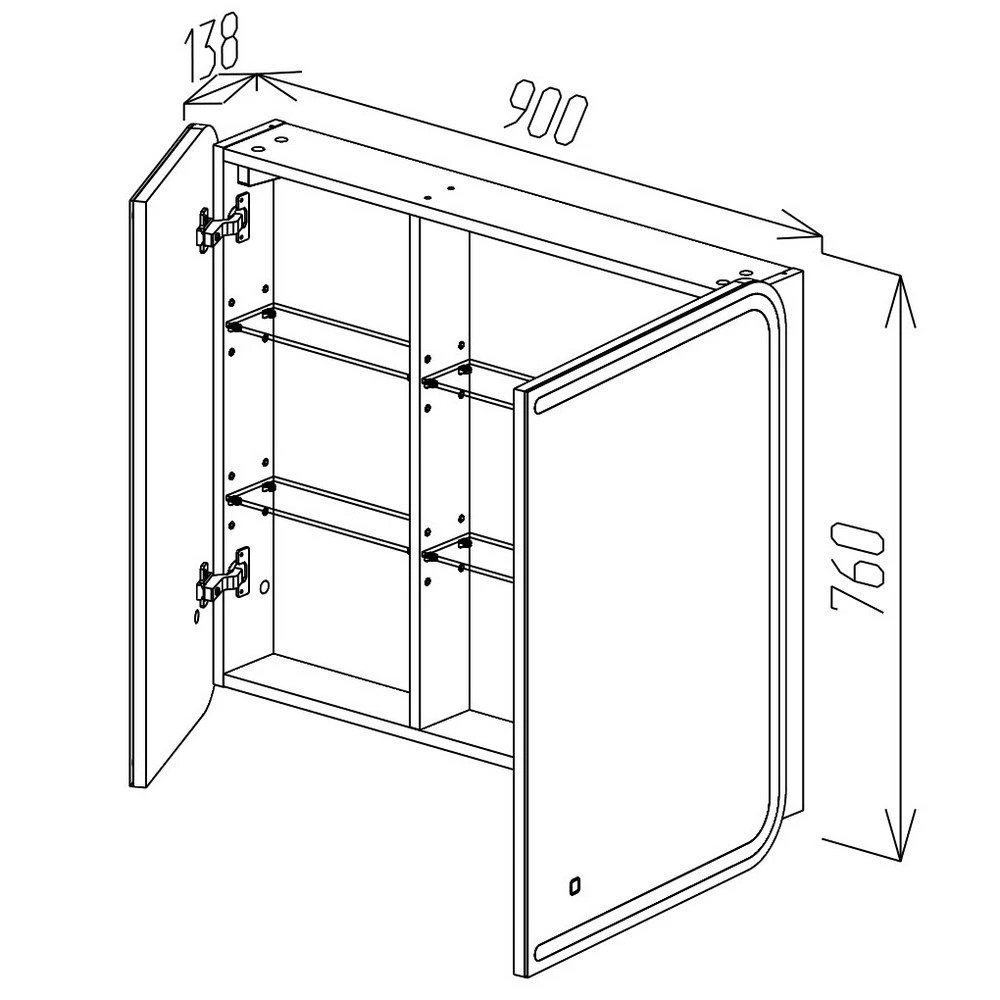 Шкаф-зеркало для ванной bayro sonata led touch 900x760 белый 4