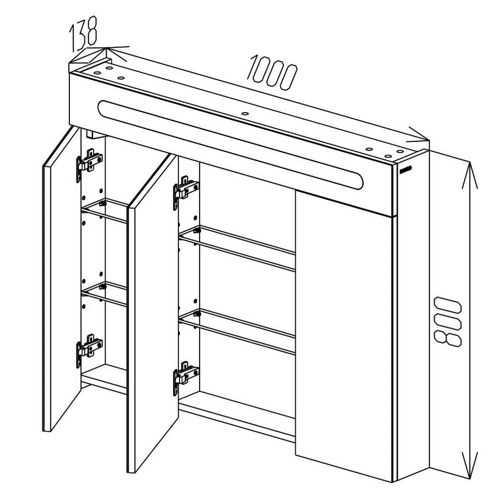 Шкаф-зеркало для ванной bayro portis led 1000x800 белый 4