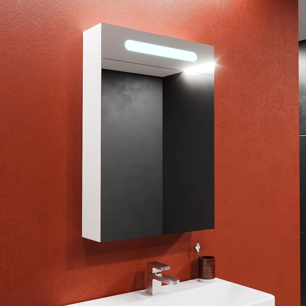 Шкаф-зеркало для ванной bayro portis led 700x800 белый 2