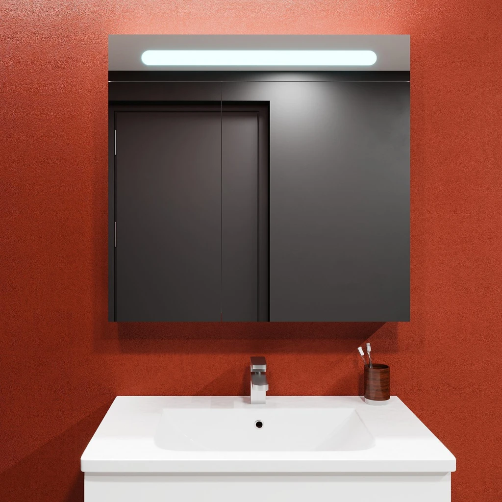 Шкаф-зеркало для ванной bayro portis led 900x800 белый 2