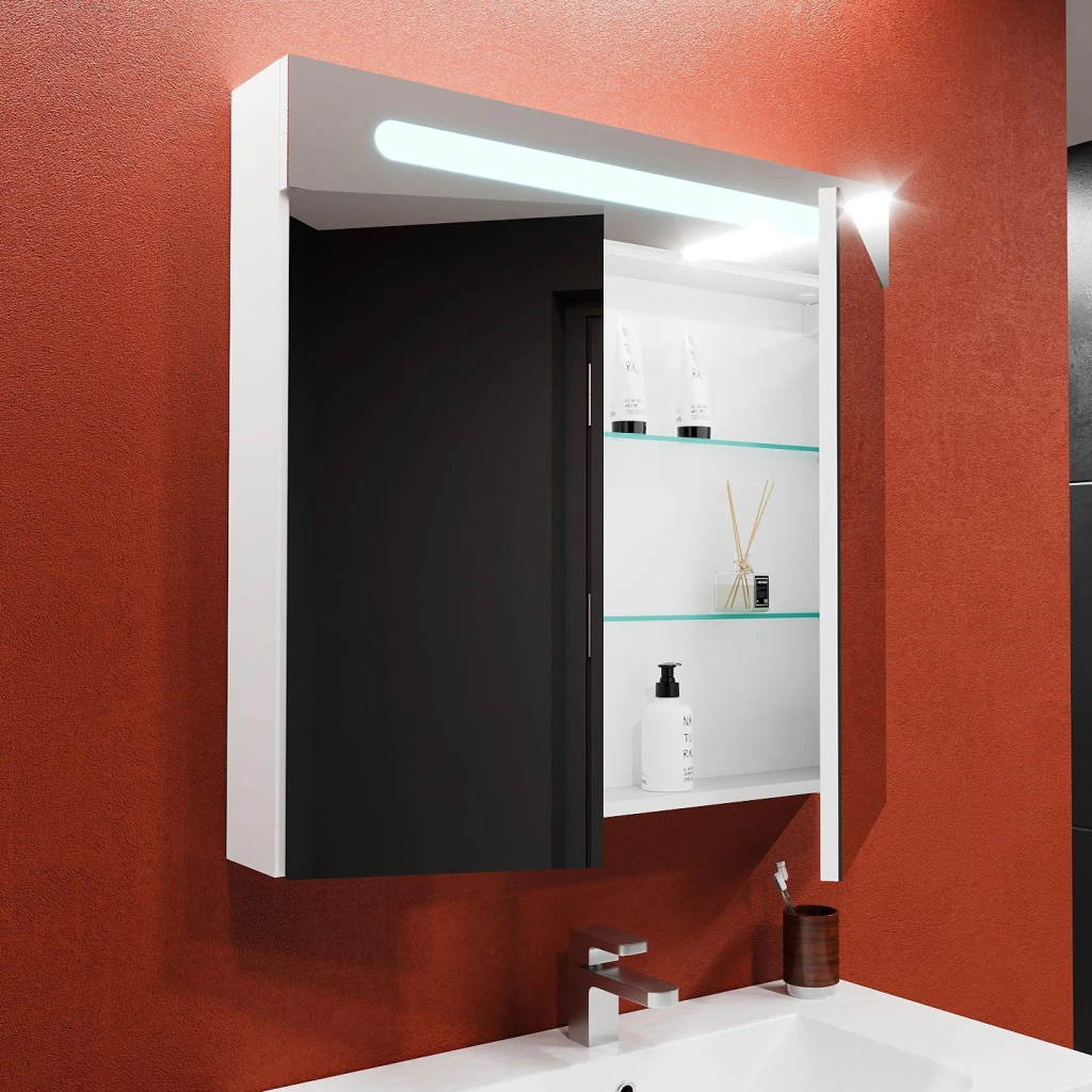 Dulap-oglindă pentru baie bayro portis led 900x800 alb 3