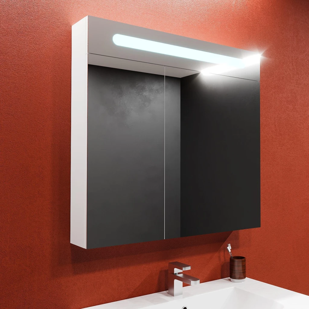 Dulap-oglindă pentru baie bayro portis led 900x800 alb 2